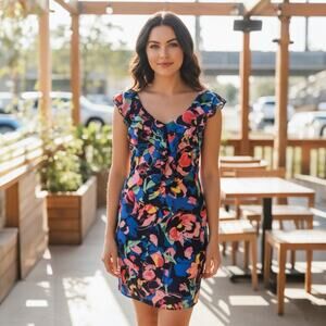 H&M Sleeveless Floral Fit & Flare Dress - US 14
